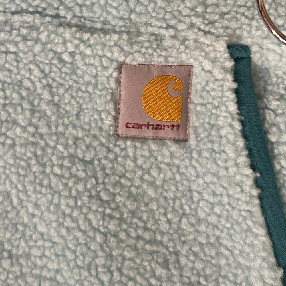 Carhartt Sherpa Fleece Quarter Snap Hoodie‎ Turquoise Youth XL 14 NWT - Picture 4 of 5